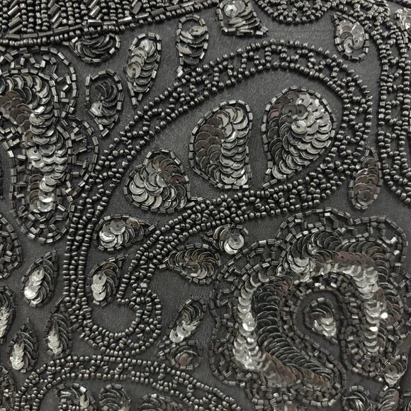 Vintage Women’s Size M Black 100% Silk Beaded Paisley Design Evening Jacket - Picture 4 of 7